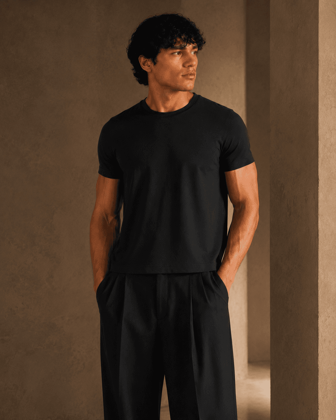 Polo Muscle Fit Crop negro vista frontal